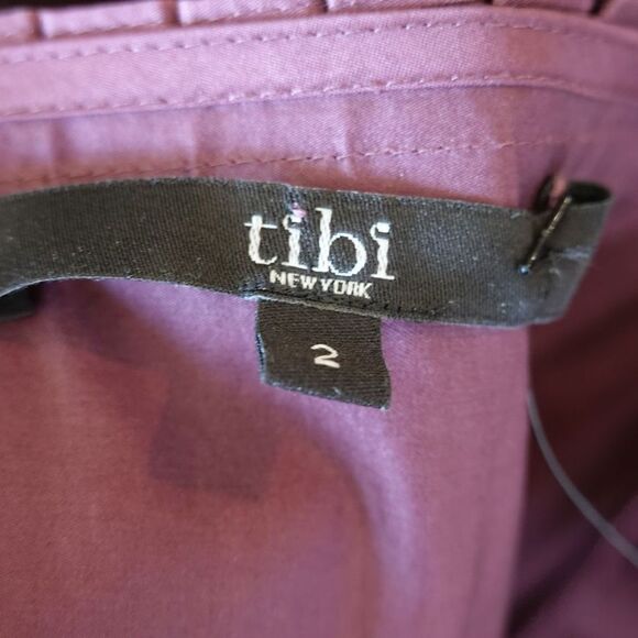 Tibi Burgundy Poplin Off Shoulder Dress Size 2 - Picture 3 of 14